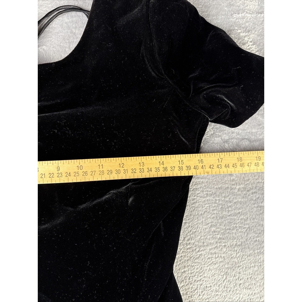 Vintage Santa Fe by Jim Tremblay 8 Velvet Black Maxi Dress Lace Up Back Peasant - Picture 7 of 9